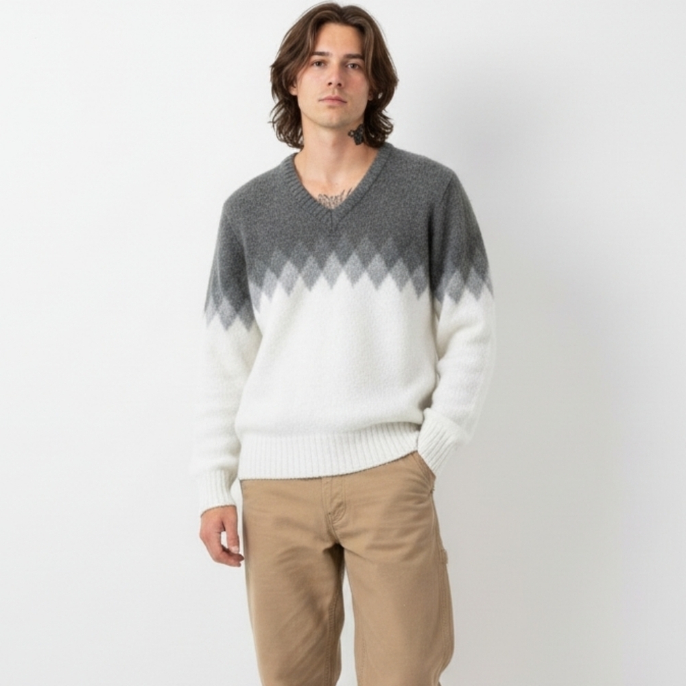 Vintage 90s Eclectic Grandpa Style Abstract Black Sweater Oversized Grunge Dad